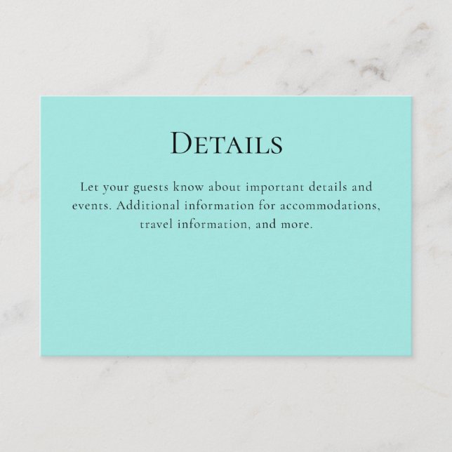 Tarjeta De Recepción Detalles del flamengo turquesa (Anverso)