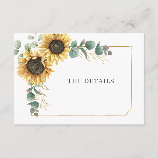 Tarjeta De Recepción Detalles del floral Eucalyptus Boda del girasol (Anverso)