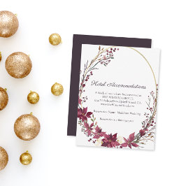 Tarjeta De Recepción Detalles del hotel Poinsettia Floral | Rojo escarl