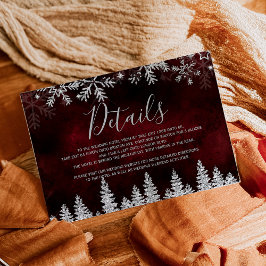 Tarjeta De Recepción Detalles del invierno de Navidades rojos de pino d
