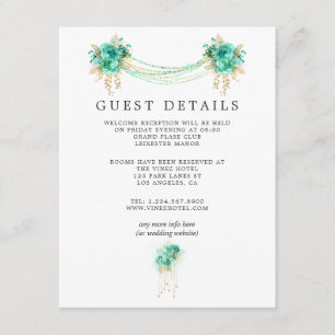 Tarjeta De Recepción Detalles del invitado Boda de las luces florales d