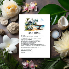 Tarjeta De Recepción Detalles del invitado de boda de destino del Carib