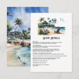 Tarjeta De Recepción Detalles del invitado de boda de destino del Carib