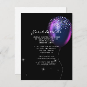 Tarjeta De Recepción Detalles del invitado de Boda de globo Confetti