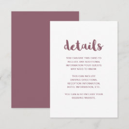 Tarjeta De Recepción Detalles del invitado de Boda malvado y blanco