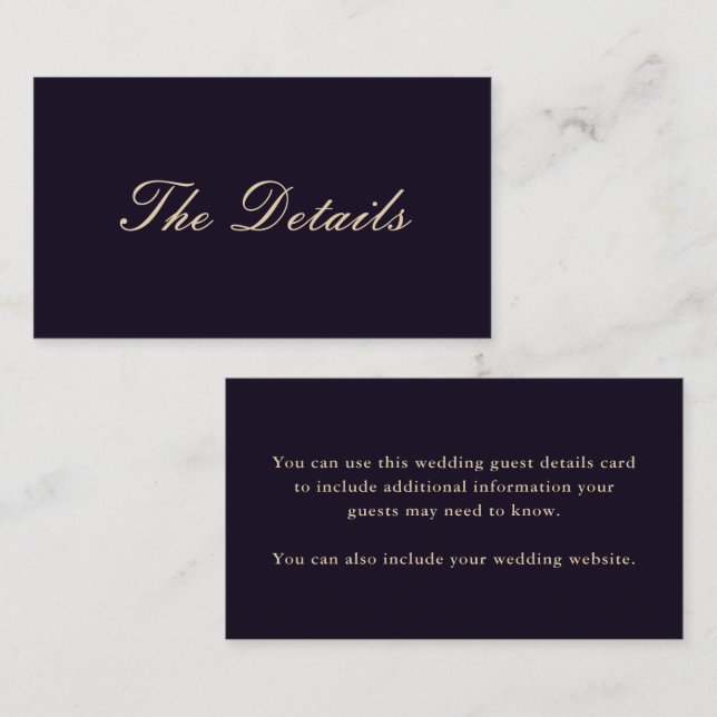 Tarjeta De Recepción Detalles del invitado de Boda violeta más profundo (Anverso / Reverso)
