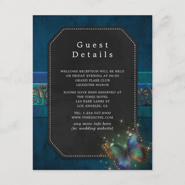 Tarjeta De Recepción Detalles del invitado de bodas de fantasía espumos (Anverso)