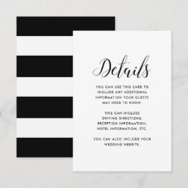 Tarjeta De Recepción Detalles del invitado de Bodas de franjas blancas 