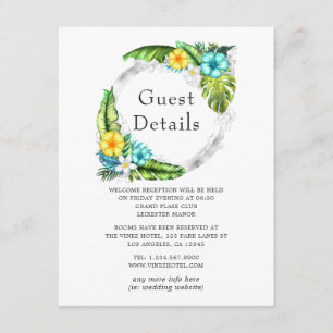 Tarjeta De Recepción Detalles del invitado de bodas de verano de Aloha