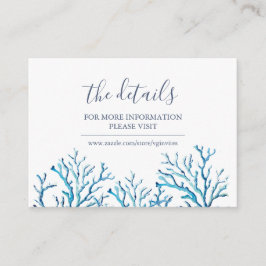 Tarjeta De Recepción Detalles del invitado de coral de mar tropical cos