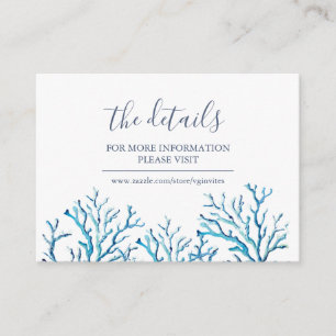 Tarjeta De Recepción Detalles del invitado de coral de mar tropical cos