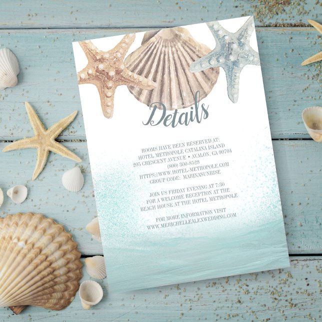 Tarjeta De Recepción Detalles del invitado de la boda Starfish Seashell (Subido por el creador)