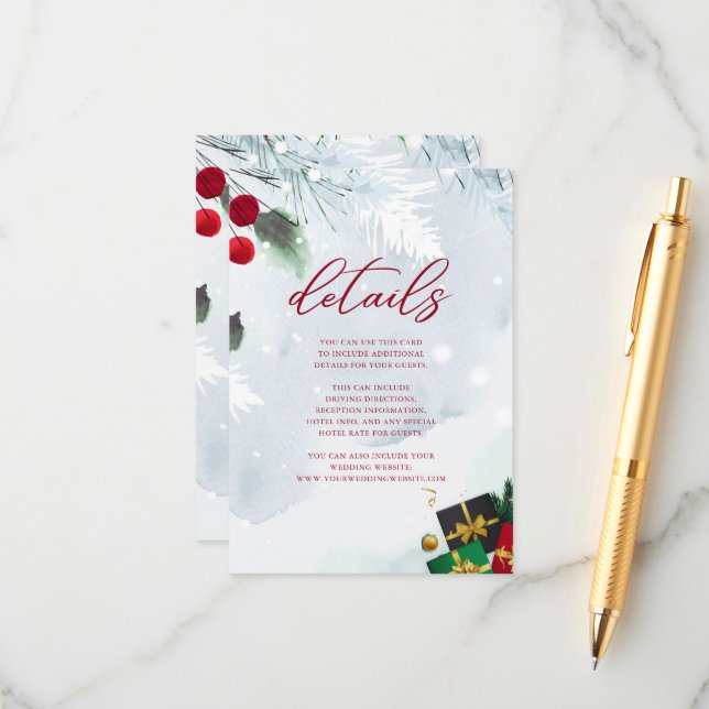 Tarjeta De Recepción Detalles del invitado de la fiesta navideña (Anverso/Reverso In Situ)