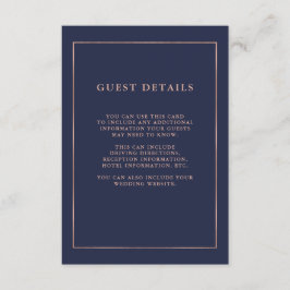 Tarjeta De Recepción Detalles del invitado de la medianoche Blue y Rosa