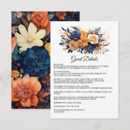 Tarjeta De Recepción Detalles del invitado de Navy Blue, Naranja quemad