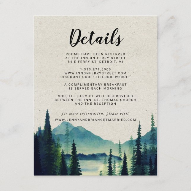 Tarjeta De Recepción Detalles del invitado de un Boda de montaña ruso (Anverso)