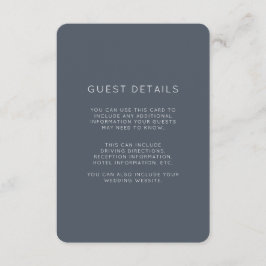 Tarjeta De Recepción Detalles del invitado del Boda azul agitado románt