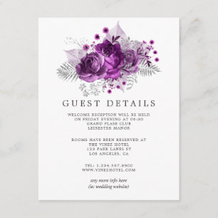 Tarjeta De Recepción Detalles del invitado del Boda de acuarela de Plum