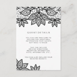 Tarjeta De Recepción Detalles del invitado del Boda de encaje