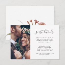 Tarjeta De Recepción Detalles del invitado del Boda de fotos de Boho Fl