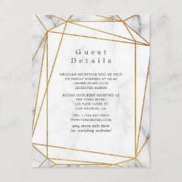 Tarjeta De Recepción Detalles del invitado del Boda de mármol