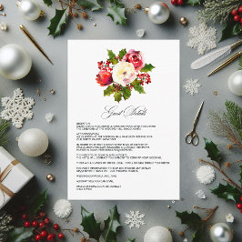 Tarjeta De Recepción Detalles del invitado del Boda de Navidades Holly 