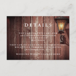 Tarjeta De Recepción Detalles del invitado del Boda del Barn Rojo del P