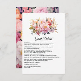 Tarjeta De Recepción Detalles del invitado del Boda Floral Rubor y Gold