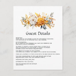 Tarjeta De Recepción Detalles del invitado del Boda floral solar
