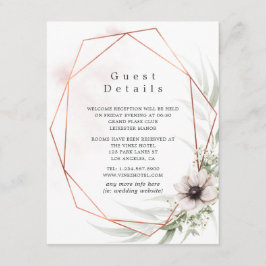 Tarjeta De Recepción Detalles del invitado del Boda geométrico Eucalypt