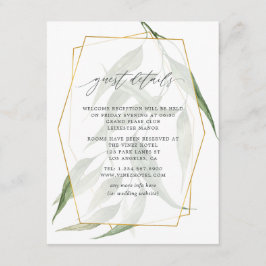Tarjeta De Recepción Detalles del invitado del Boda Geométrico Forestal