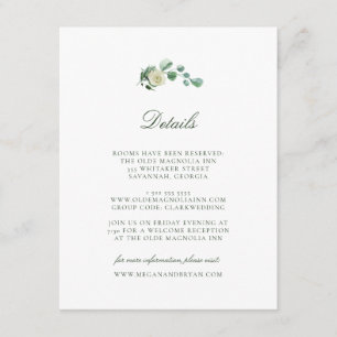 Tarjeta De Recepción Detalles del invitado del Boda Megan Simple Greene