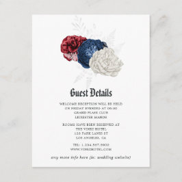Tarjeta De Recepción Detalles del invitado del Boda rojo blanco y azul 