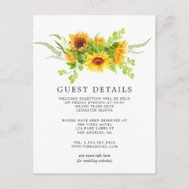 Tarjeta De Recepción Detalles del invitado del Boda Watercolor Boho Sun