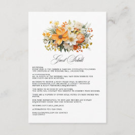 Tarjeta De Recepción Detalles del invitado del Naranja amarillo y Boda 