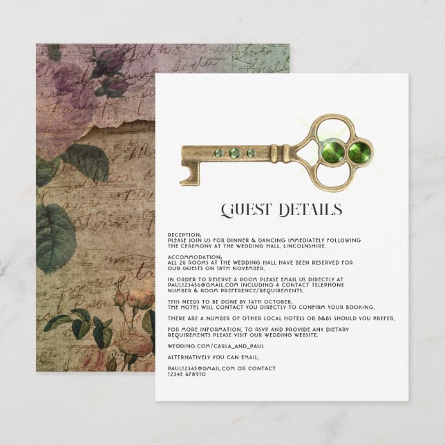 Tarjeta De Recepción Detalles del invitado gótico de Halloween (Anverso / Reverso)