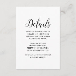 Tarjeta De Recepción Detalles del invitado minimalista Boda blanco y ne