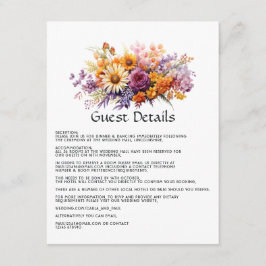 Tarjeta De Recepción Detalles del invitado morado, Naranja y amarillo f