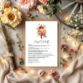 Tarjeta De Recepción Detalles del invitado ruso del Boho Floral Occiden