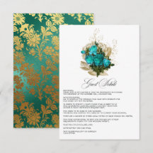 Detalles del invitado Turquesa y Boda de oro