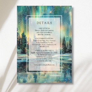 Tarjeta De Recepción Detalles del Lago Bosque Nocturno Aurora Boreal
