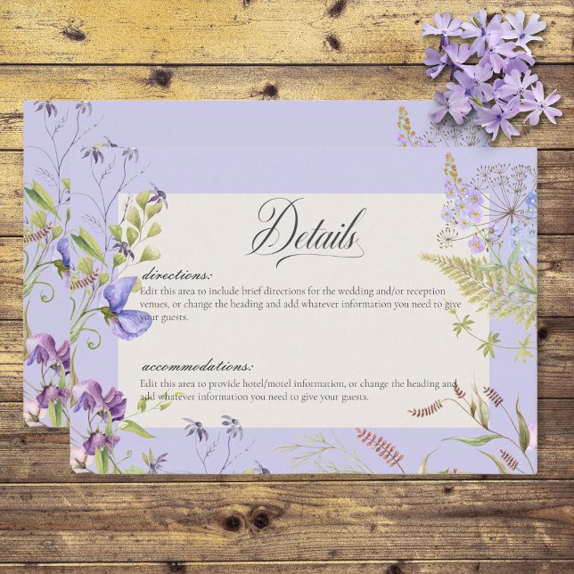 Tarjeta De Recepción Detalles del lavadero rústico Sage Wildflowers Lav (Subido por el creador)