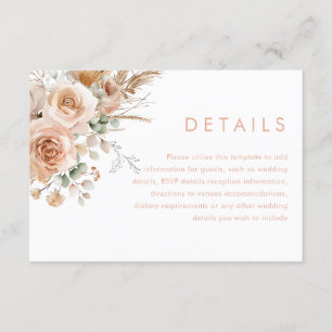 Tarjeta De Recepción Detalles del magnífico Boda de Boho Floral