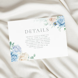 Tarjeta De Recepción Detalles del magnífico Boda floral blanco y azul