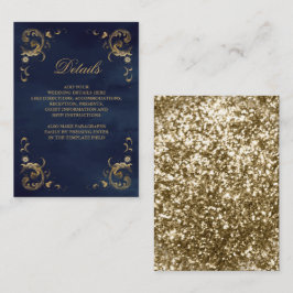 Tarjeta De Recepción Detalles del marco antiguo dorado de la marina azu