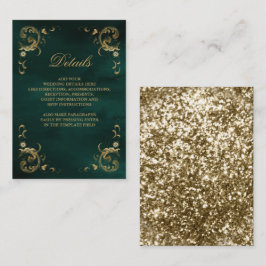 Tarjeta De Recepción Detalles del marco dorado antiguo del verde esmera