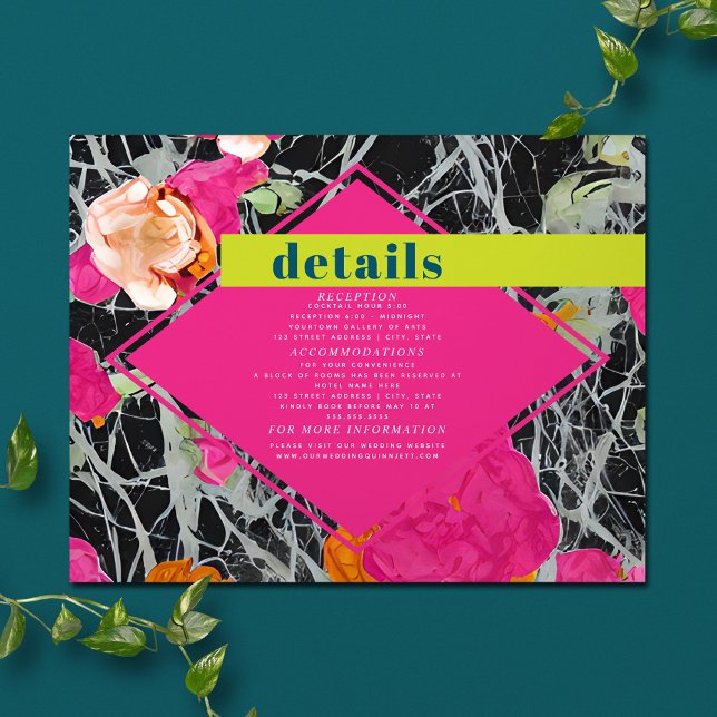 Tarjeta De Recepción Detalles del máximo Boda floral de mármol (Subido por el creador)