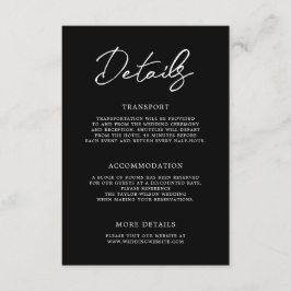 Tarjeta De Recepción Detalles del moderno Boda blanco negro contemporán