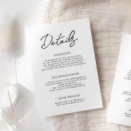 Tarjeta De Recepción Detalles del moderno Boda blanco negro contemporán