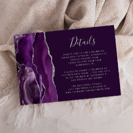 Tarjeta De Recepción Detalles del moderno Boda de Agate de Plata Profun